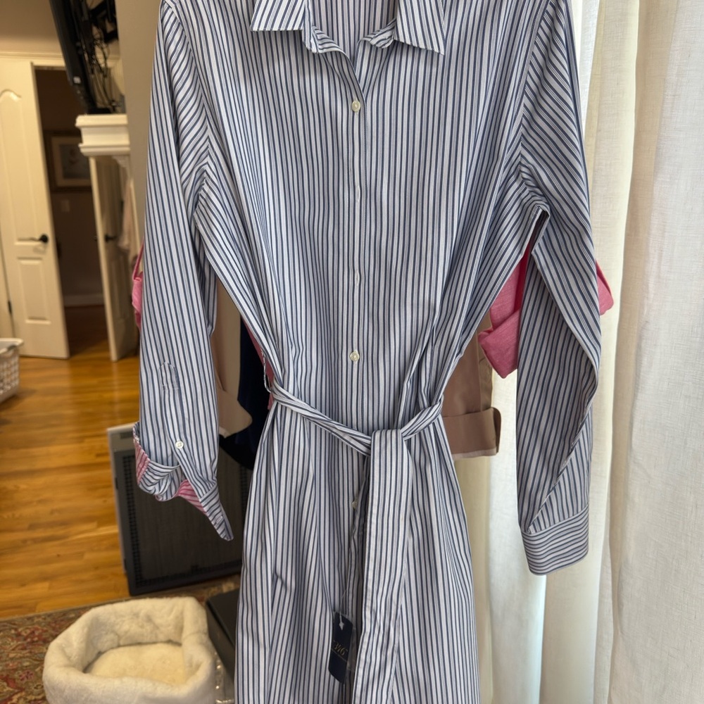 Brooks Brothers Navy and White Striped Dress 12P NWT